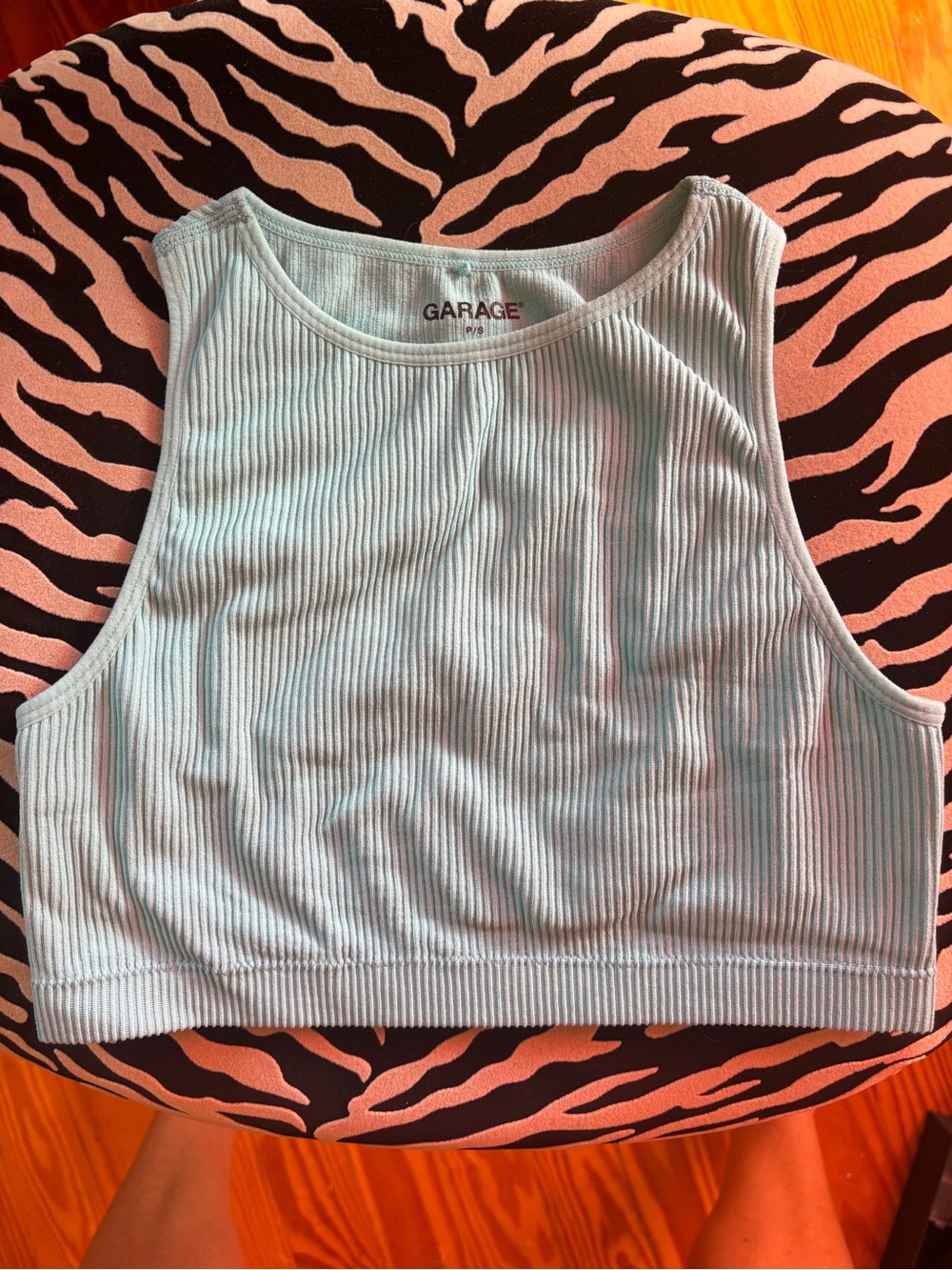 Garage Pastel Blue Ribbed Crop Tank
